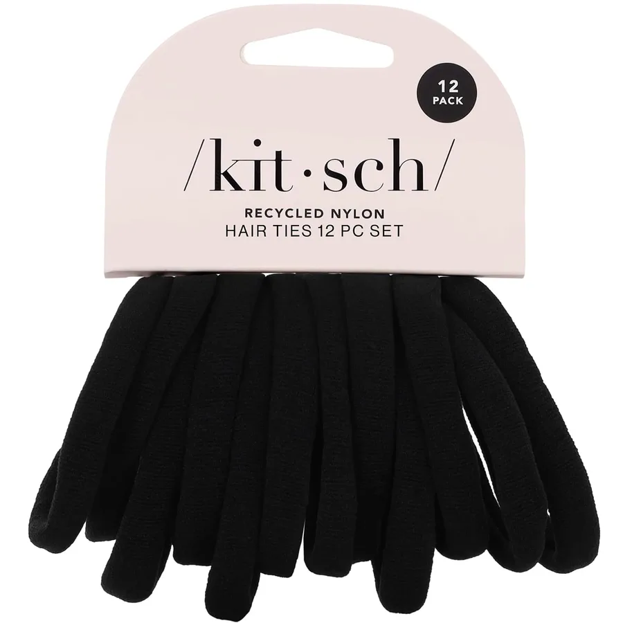 Kitsch Nylon Hair Ties No Damage - Stretchable Hair Bands for Strong All-Day Hold, Ponytail Holders | Hair Accessories for Gi