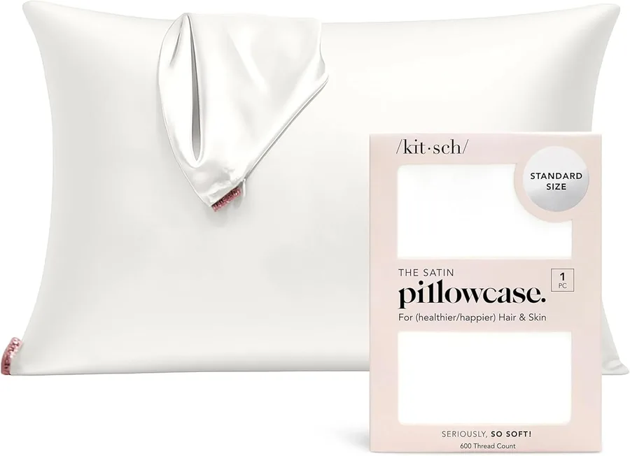 Kitsch Satin Pillowcase with Zipper for Hair & Skin - Softer Than Silk Pillow Cases, Smooth Cooling Satin Pillow Case, Wrinkl