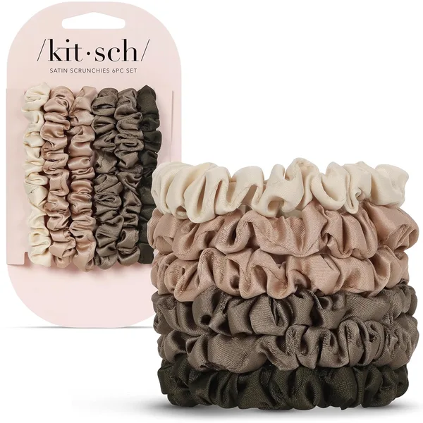 Kitsch Ultra-Petite Satin Scrunchies for Women - No Crease, Frizz-Free Sleep | Softer Than Silk Scrunchies Gentle On Hair Scr