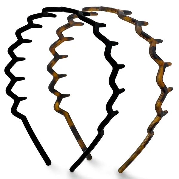 Kitsch Zig Zag Headbands for Women – Fashion Accessories for Slicked Back Styles - Comfortable Wavy Headbands | Comb Headband