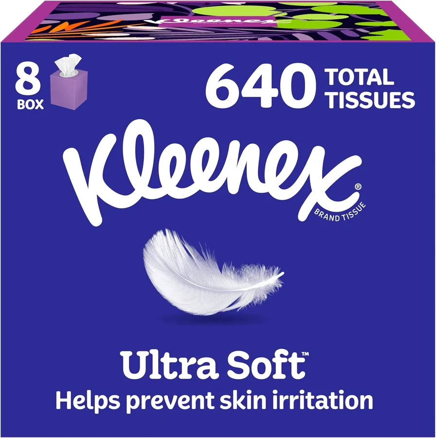 Kleenex Ultra Soft Facial Tissues, 8 Cube Boxes, 80 Tissues per Box