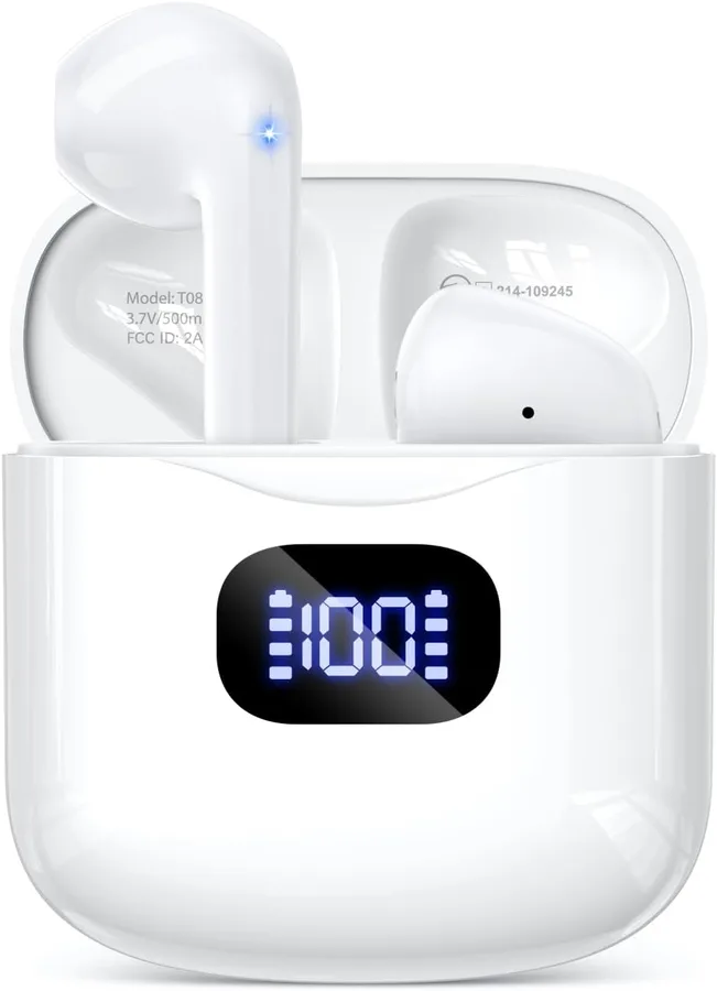 KTGEE Wireless Earbuds Bluetooth 5.3 Headphones, 40Hrs Playback Stereo Ear Buds with LED Display Charging Case IPX7 Waterproo