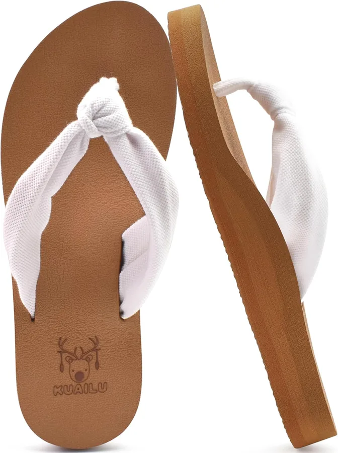 KuaiLu Flip Flops for Women with Arch Support Yoga Mat Comfortable Summer Beach Walking Thong Cushion Sandals Slip On Indoor