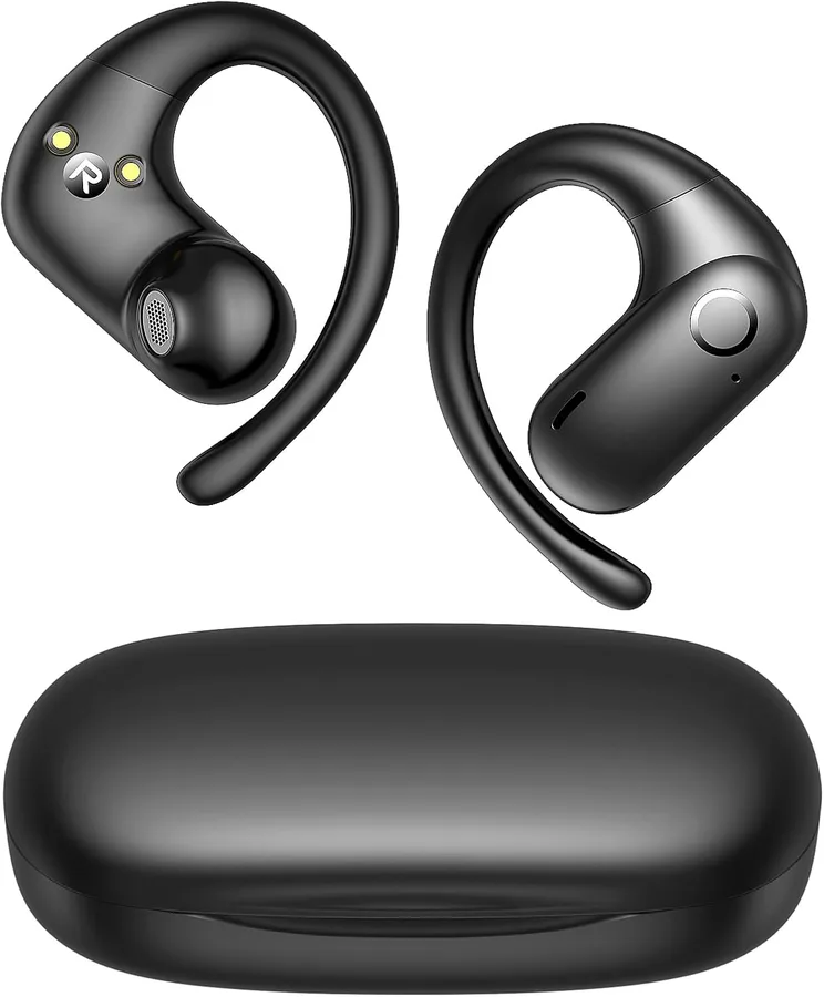 kurdene Wireless Earbuds 5.4 Bluetooth Headphones, Open Ear Buds with Deep Bass Sound, 60Hrs Playtime Earphones Secure Fit fo