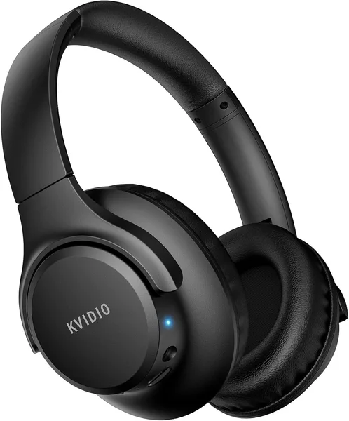 KVIDIO Bluetooth Headphones Over Ear, 65 Hours Playtime Wireless Headphones with Microphone, Foldable Lightweight Headset wit