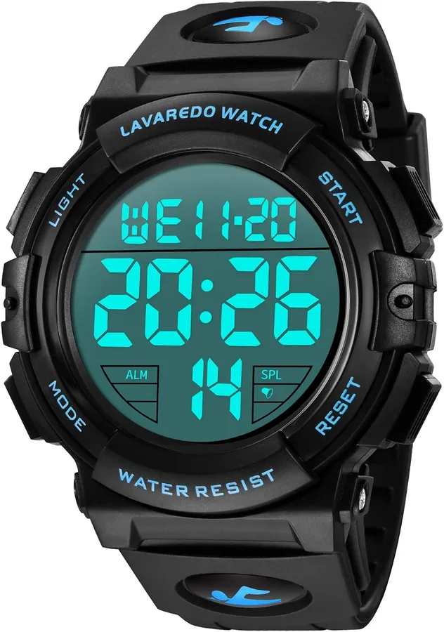 L LAVAREDO Mens Digital Watch Sports Military Watches Waterproof Outdoor Chronograph Wrist Watches for Men with LED Back Ligh
