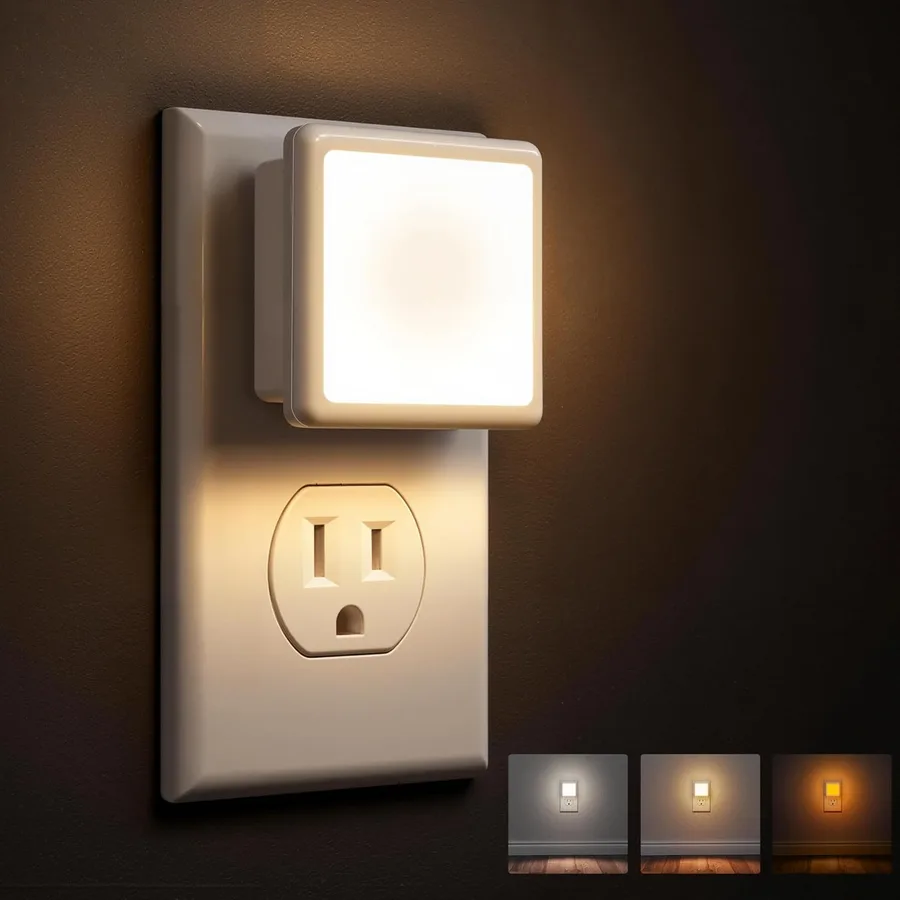 L LOHAS LED 3CCT Night Lights Plug into Wall 2-Pack, Plug in Night Light | Built-in Dusk to Dawn Sensor, Bright Nightlight Auto-on/off, for Adults Kids Room Bedroom Bathroom Hallway Kitchen, 0.3W