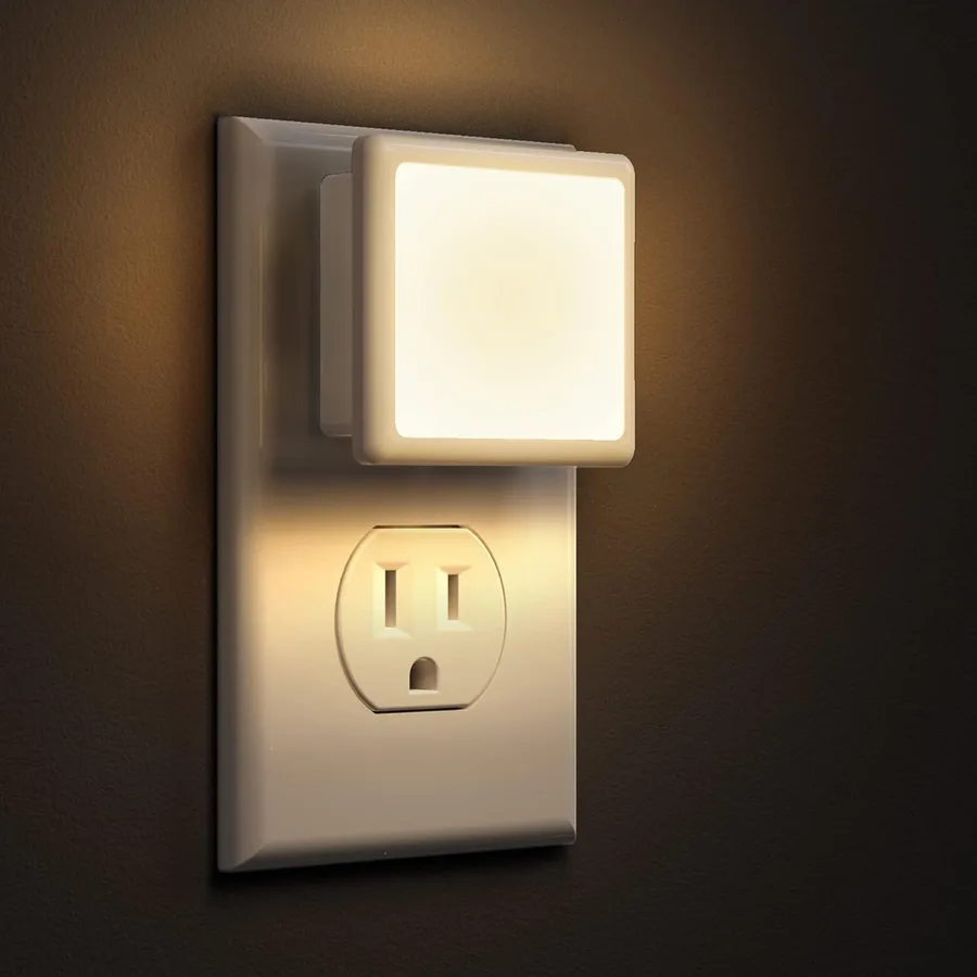 L LOHAS LED Night Lights Plug into Wall 2-Pack, 0.3W Plug in Night Light | Dusk to Dawn, 3000K Soft White, Bright Nightlight Auto-on/off, for Adults Kids Room Bedroom Bathroom Hallway Kitchen, Non-Dim