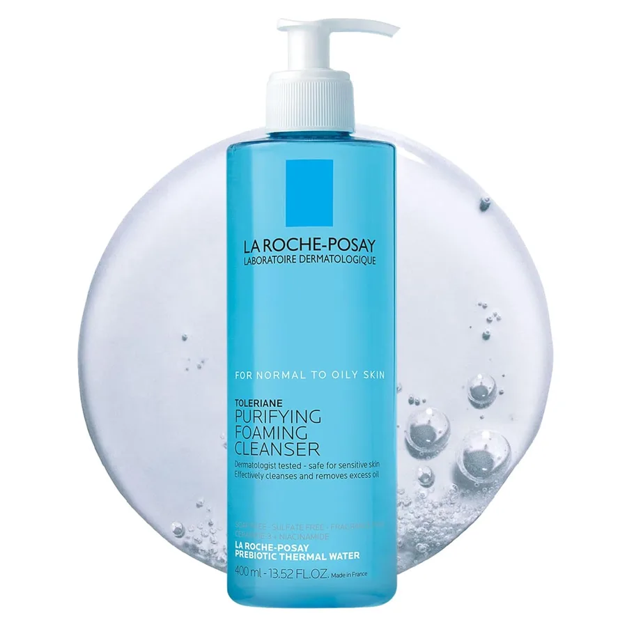 La Roche-Posay Toleriane Purifying Foaming Facial Cleanser, 13.52oz | Oil free face wash for sensitive skin with niacinamide and ceramides. Pore cleanser that won’t dry out skin and is soap free.