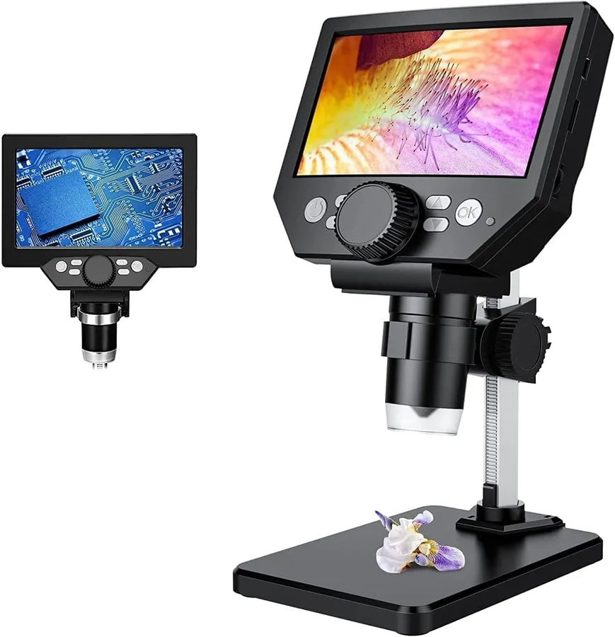 LCD Digital Microscope,4.3 Inch 1080P 10 Megapixels,1-1000X Magnification Zoom Wireless USB Stereo Microscope Camera,10MP Camera Video Recorder with HD Screen