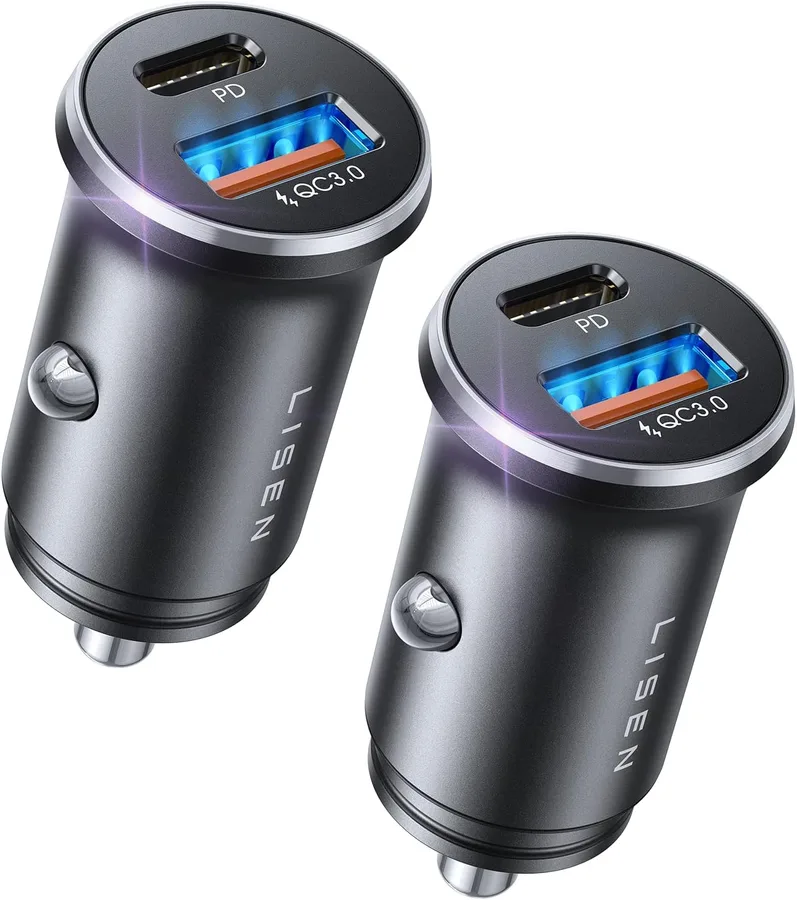 LISEN Car Charger USB C, 69W Cigarette Lighter USB Charger Adapter, 2 Pack | Car Accessories Gifts for Men, USBC Cars Fast Charging Adapter USBC Type C 12V Plug, for iPhone 17 Pro Max 16 15 14 13 12