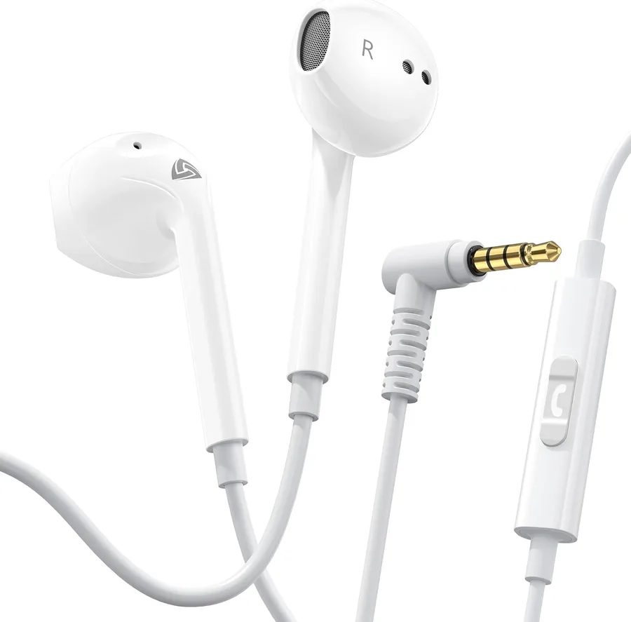 LUDOS Zenith Wired Earbuds in-Ear Headphones, 5 Year Warranty, Earphones with Microphone, Corded for 3.5mm Jack Ear Buds for iPhone, Samsung, Computer, Laptop, Kids, School Students, Women, Small Ear