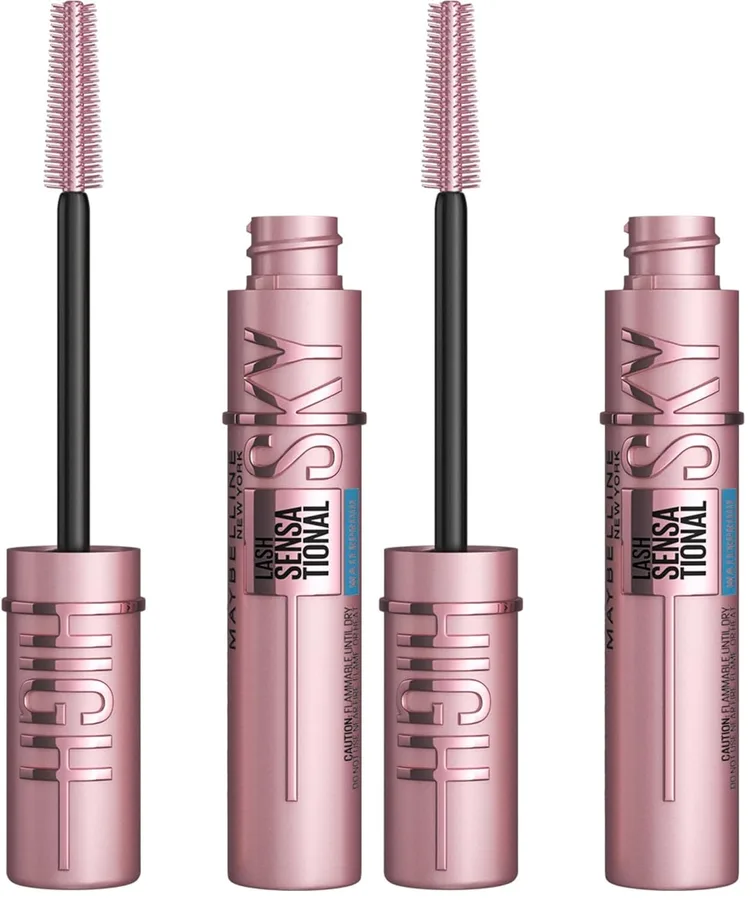 Maybelline Lash Sensational Sky High Waterproof Mascara Makeup, Volumizing, Lengthening, Defining, Curling, Multiplying, Buildable Formula, Very Black, 1 Count (Pack of 2)