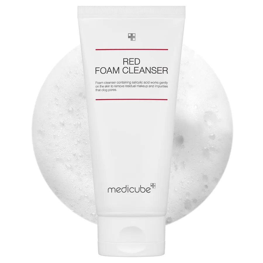 medicube Facial Cleanser Red Foam Cleanser, 4.05 oz | Daily Gentle Cleansing Foam for Sensitive & Troubled Skin - Deep Cleansing & Excess Sebum Control, Korean Skincare