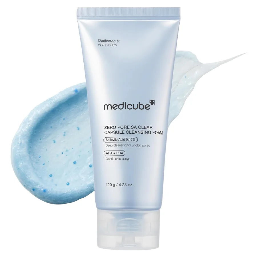 medicube Facial Cleanser Zero Pore Capsule Cleansing Foam | Daily Gentle Cleanser for Skin Texture, Blackhead & Pore Care - AHA, BHA & PHA for Deep Cleansing, Korean Skincare, 4.23 oz