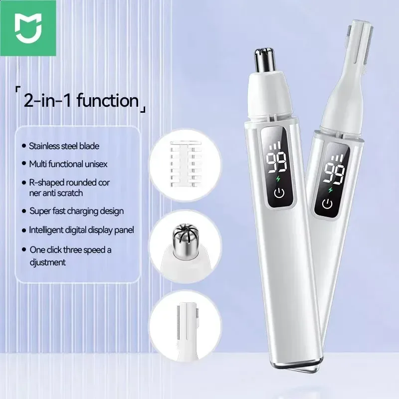 MIJIA Smart Electric 2 in1 Nose Hair Trimmer eyebrow trimming High Speed Motor Portable Clipper Trimmer For Men and Women 260707