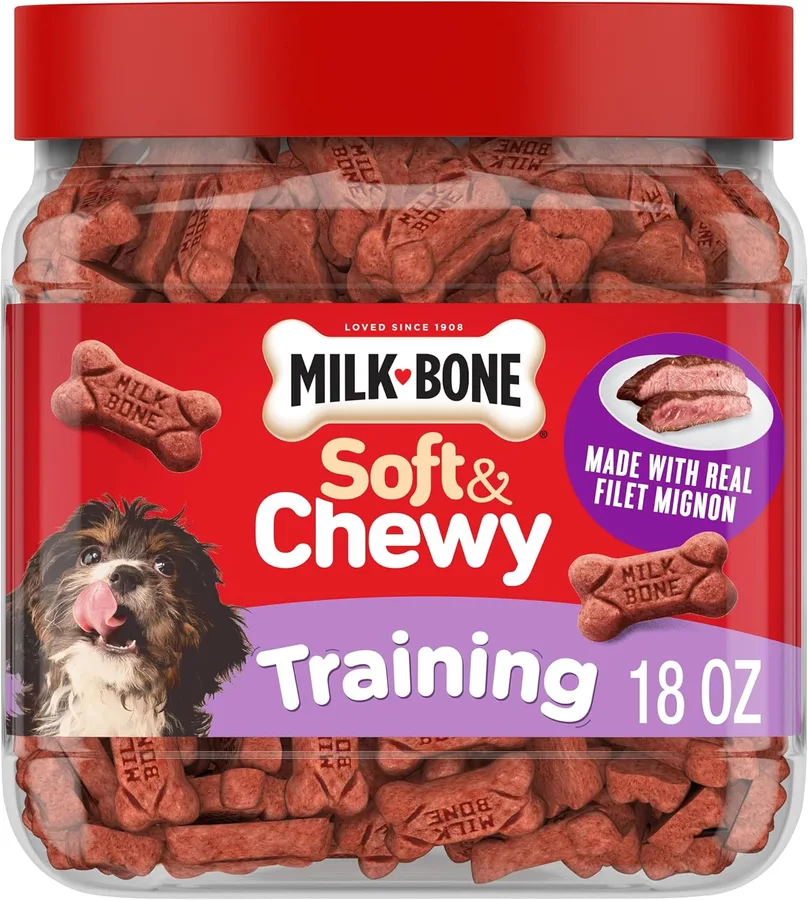 Milk-Bone Soft & Chewy Dog Training Treats, Mini Size, 18 Oz. Bag | Made with real filet mignon, chewy dog treats for dogs of all ages and sizes including puppies