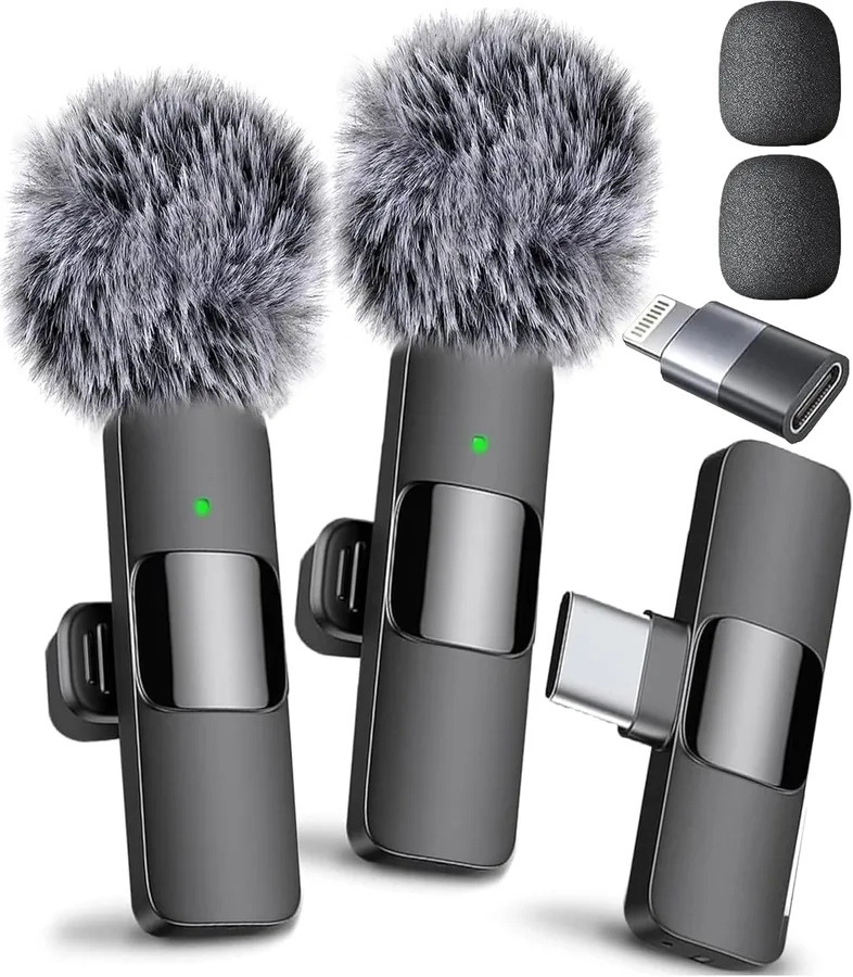 Mini Mic Pro (Latest Model – #1 Microphone for iPhone & Android, Wireless Mini Microphone, Clear Voice, Noise Cancelling, Lavalier Mic for TikTok, YouTube & Interviews