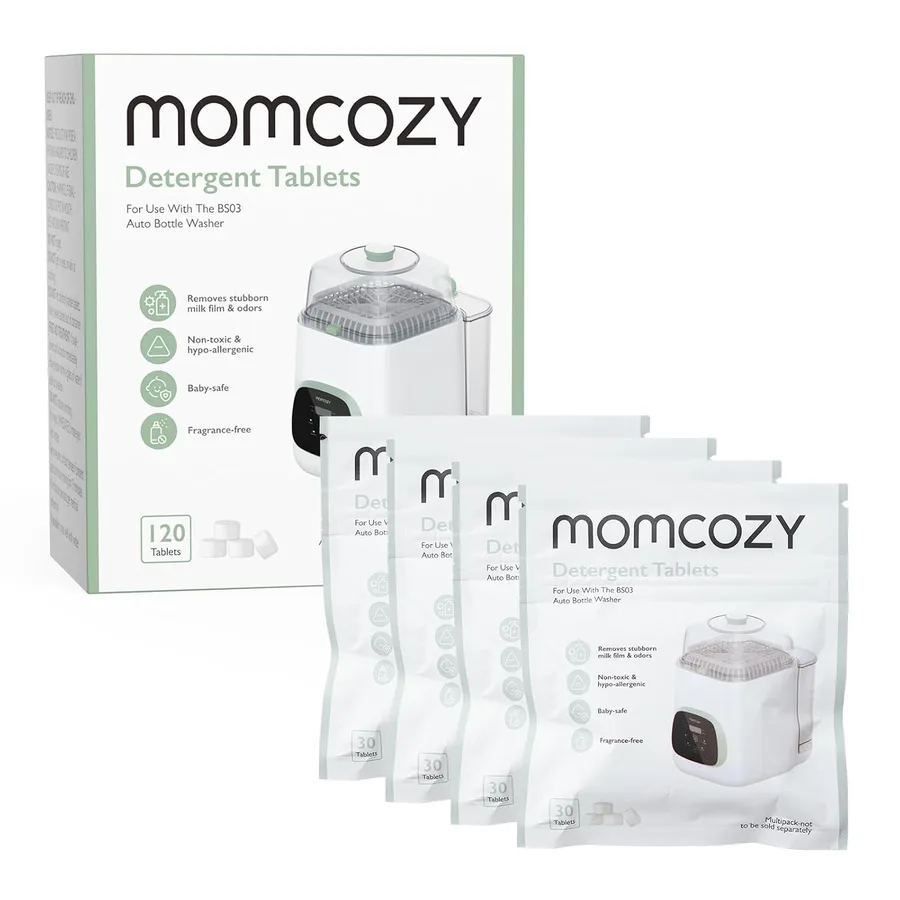 Momcozy Official Detergent Tablets for Momcozy Bottle Washers, 120 Tablets | Remove Stubborn Milk Residue and Odor, Safe and Powerful Cleaning