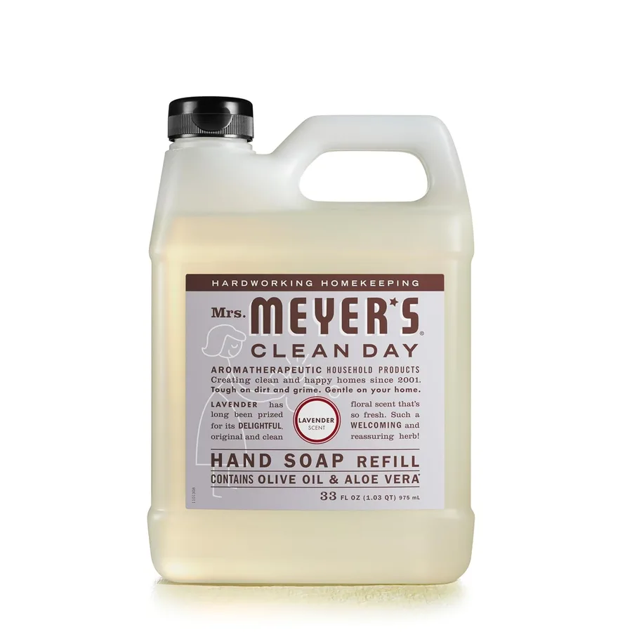 Mrs. MEYER'S CLEAN DAY Liquid Hand Soap Refill, Lavender Scent, 33 fl oz (Pack of 4)
