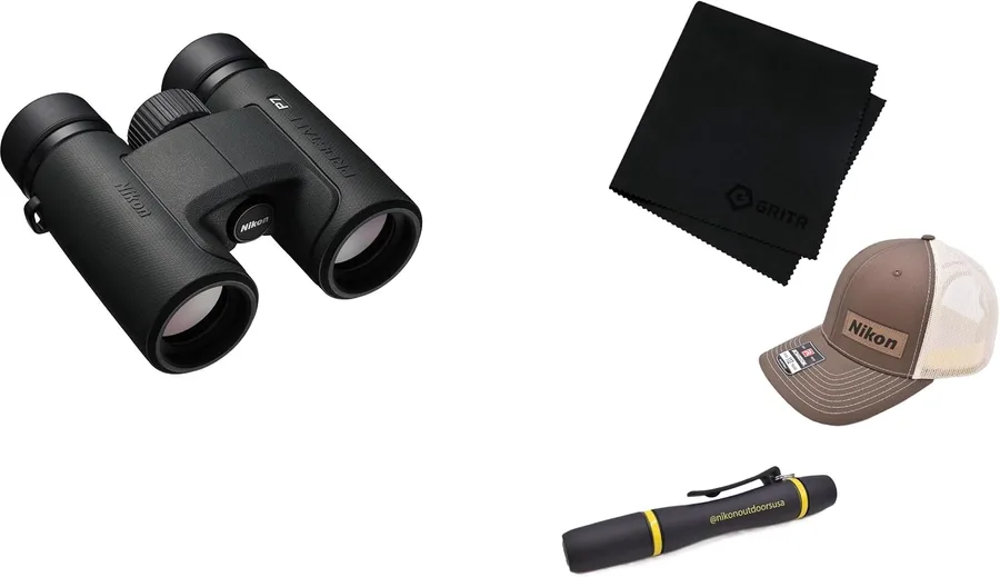 Nikon PROSTAFF P7 8x30mm Binoculars, Brown Hat, Lens Pen & Gritr Microfibre Kit - High-Magnification Wide FOV Waterproof Fogproof Binocular with Multilayer-Coated Clear Lens