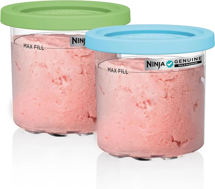 Ninja® CREAMi® Original Pints 2 Pack with Storage Lids, XSKPLID2CD | Original Ninja® CREAMi® 2 Pack Pints with Storage Lids in Lime and Aqua. Compatible with NC300 and NC350 Series.