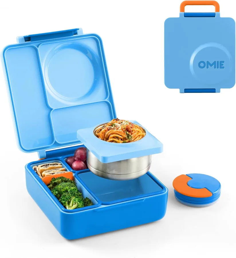 Omie OmieBox Kids Insulated Leakproof Bento Lunch Box with Food Jar (Blue Sky)