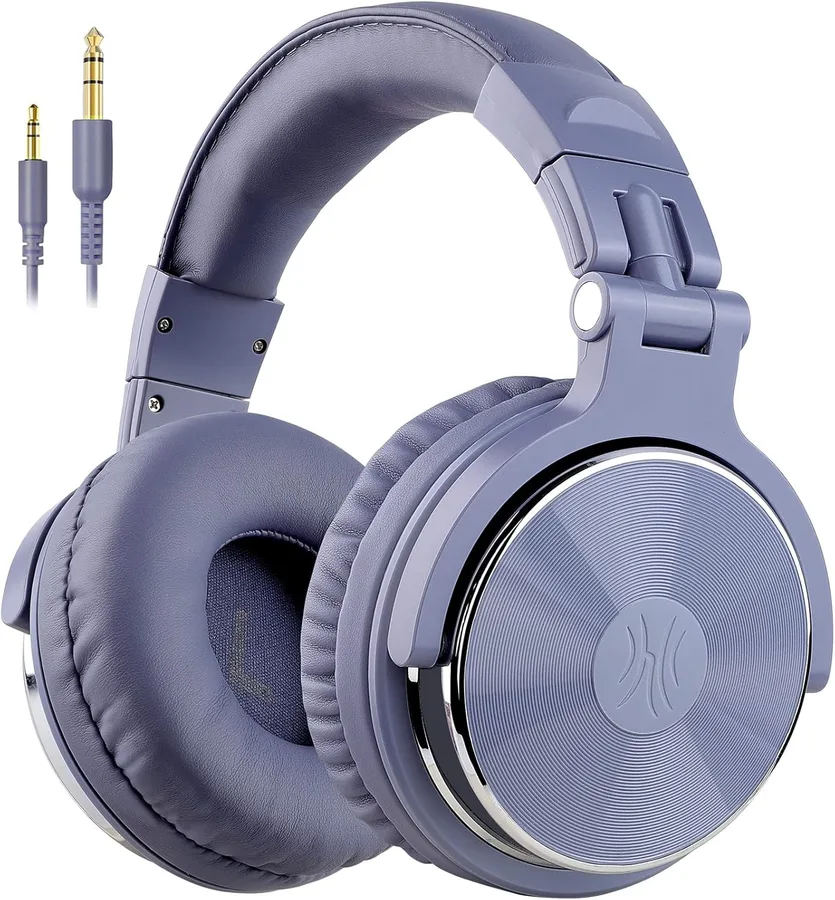 OneOdio Wired Over Ear Headphones Studio Monitor & Mixing DJ Stereo Headsets with 50mm Neodymium Drivers and 1/4 to 3.5mm Jack for AMP Computer Recording Podcast Keyboard Guitar Laptop - Light Blue | headphone with 50mm drivers, dual 3.5mm and 6.35mm jacks for studio monitoring, recording, podcastin