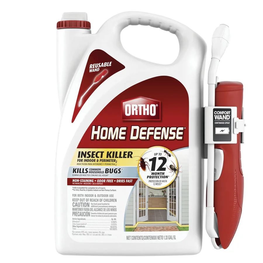Ortho Home Defense Insect Killer for Indoor & Perimeter2, Wand, 1.33 gal. | Ready-To-Use Bug Killer with Comfort Wand, Kills Ants, Roaches and Spiders, Use in Kitchens, Bathrooms and Home Perimeter