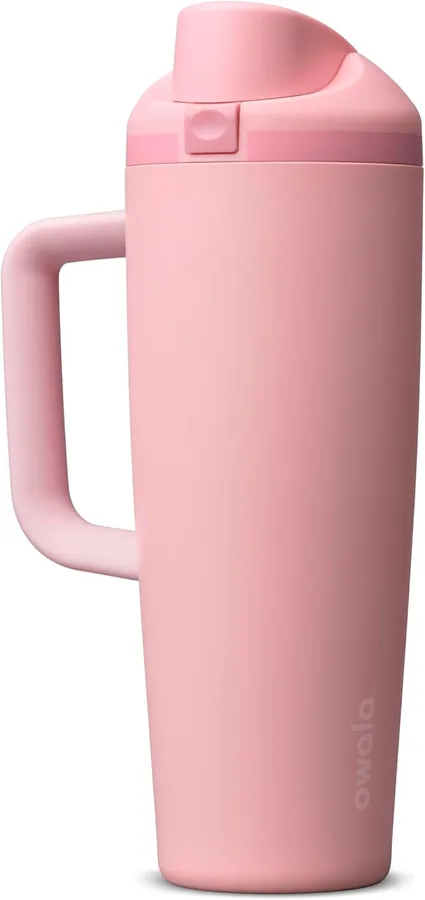 Owala FreeSip Tumbler Stainless Steel Water Bottle 30 oz Rose Quartz | Triple-Layer Insulation | Leak-Proof Lid with Push-Button | Double Threaded Lid for Left and Right Handed Drinking