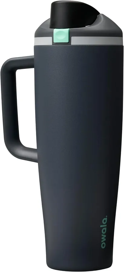Owala FreeSip Tumbler Stainless Steel Water Bottle 40 oz Foggy Tide | Triple-Layer Insulation | Leak-Proof Lid with Push-Button | Double Threaded Lid for Left and Right-Handed Drinking
