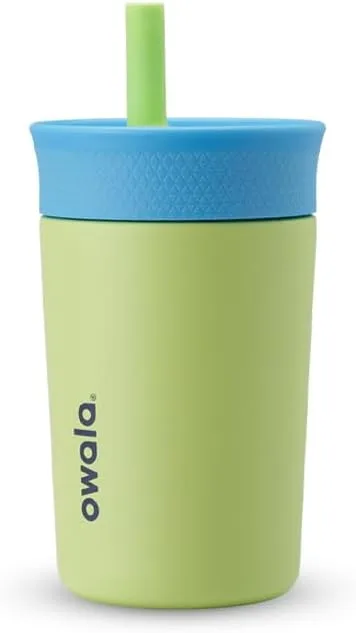 Owala Tumbler Kids Stainless Steel Water Bottle 12 oz Turtley Awesome | Insulated | Spill-Resistant Lid | Reusable Straw | Double-Wall Vacuum Insulation | Cup-Holder Friendly