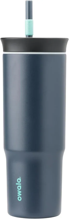 Owala Tumbler Stainless Steel Water Bottle 24 oz Foggy Tide | 2-in-1 Sip-or-Swig Lid | Splash-Resistant Lid | Reusable Straw | Cup Holder Friendly | Right & Left Hand Friendly