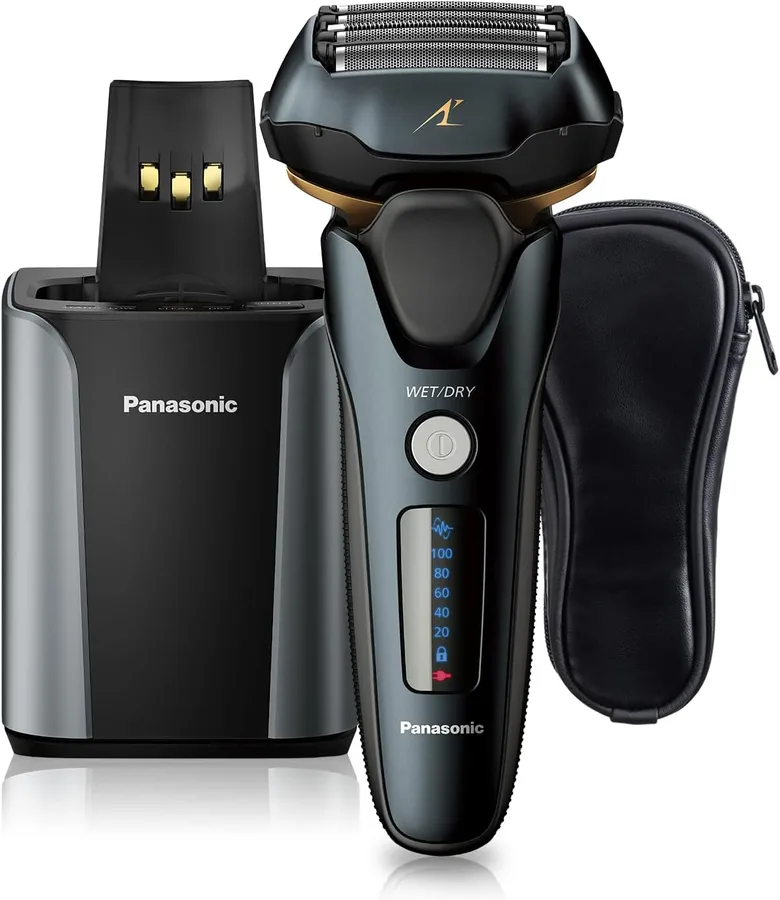 Panasonic Electric Razor for Men, Electric Shaver, ARC5 with Premium Automatic Cleaning and Charging Station, Wet Dry Shaver Men, Cordless Razor, with Pop-Up Trimmer ES-LV97-K, Black