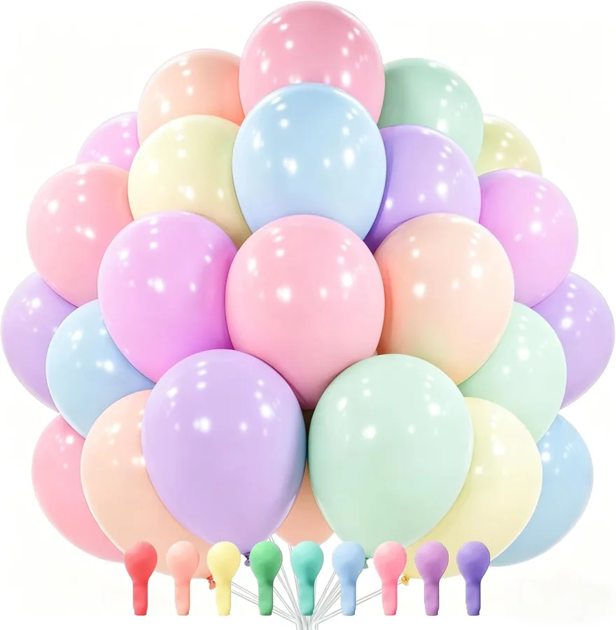 PartyWoo Pastel Rainbow Balloons 100pcs Latex Helium Balloons 12 Inch | Baby Shower Gender Reveal Engagement Bachelorette Easter Bridal Anniversary Retirement Party Decorations