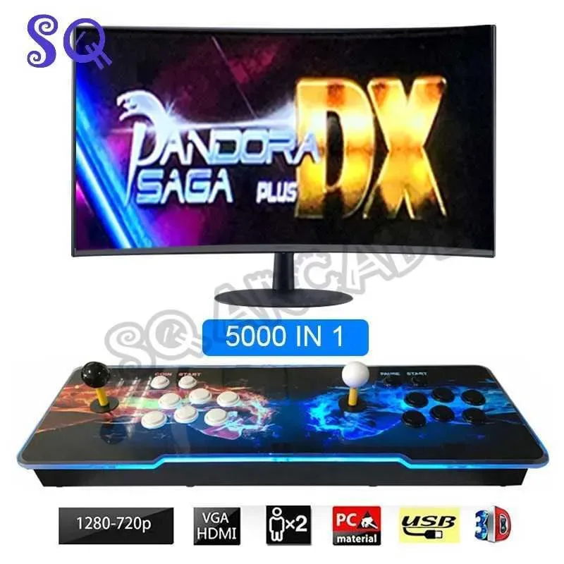 Portable Game Players Pandora Saga DX 5000 In 1 Console Arcade Machine game box With USB LED HDMI/ VGA 15hz crt Outp For joystick cabinet L260524M402