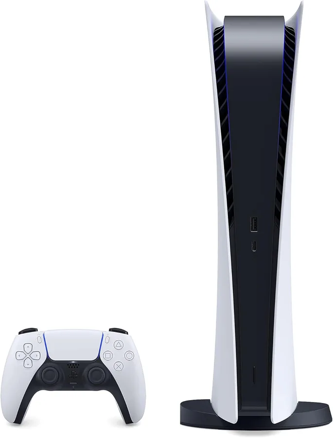 PS5 - Sony PlayStation 5 Digital Edition Gaming Console + Wireless Controller - 16GB GDDR6 RAM, 825GB SSD, 120Hz 8K Output, White