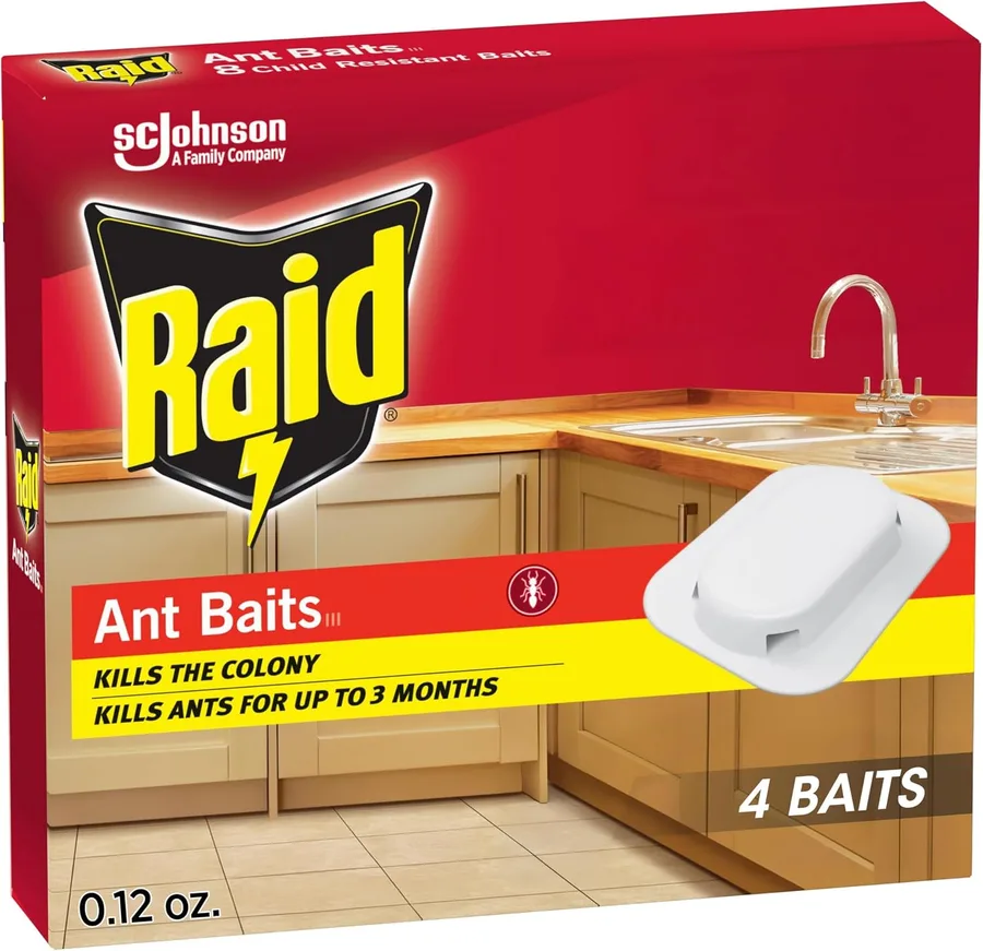 Raid Ant Killer Baits, for Household Use, Kills the Colony, Kills Ants for 3 Months, Child Resistant 4 Count (Pack of 12)