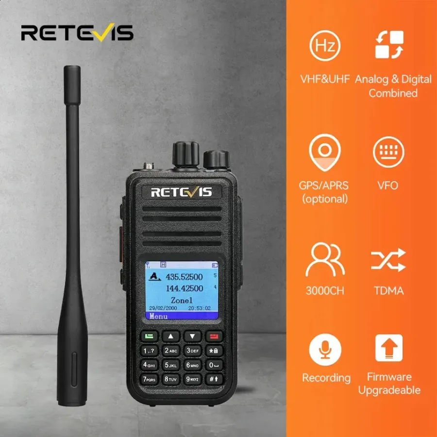 Retevis RT3S Walkie Talkie DMR Radio Long Range Walkie Talkies Camping Ham Radio UHF VHF GPS AES256 Encryption Digital Portable 251223