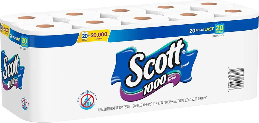 Scott, KCC20032CT, 1000 Sheets Per Roll Toilet Paper, 40 / Carton, White