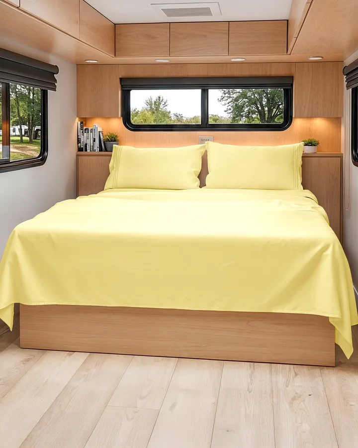 Short Queen Size 4 Piece Bed Sheet Set - RV Short Queen Sheets - Yellow | Ultra-Soft, Breathable & Cooling Bed Sheets Set with Deep Pockets, Hotel Luxury Bedding for Women & Men, Wrinkle & Fade Free