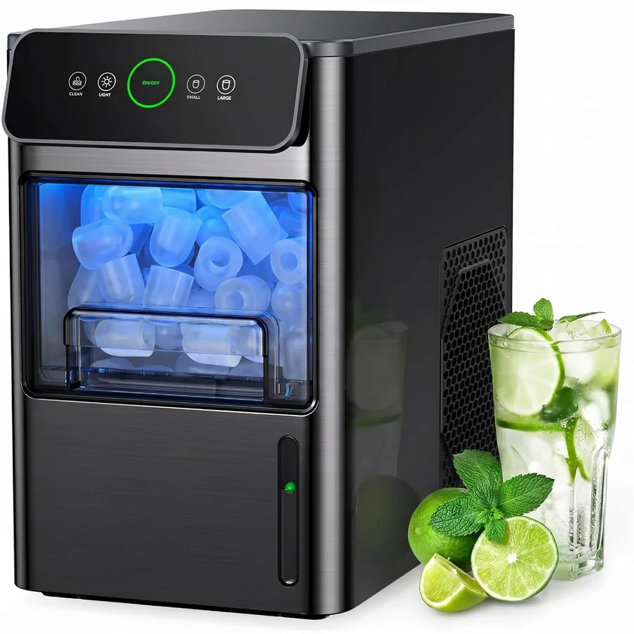 Silonn Ice Maker Coutertop - Portable Ice Cube Machine - 20lbs of Bullet Ice per Day, Makes Ice in 6 Minutes, Stainless Steel with Visible Water Level Window, Ideal for Kitchen, Office, and Camping