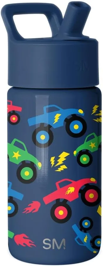 Simple Modern Kids Water Bottle & Toddler Cup | 14oz | Monster Truck | Insulated Stainless Steel Toddler Water Bottle, Kids Tumbler with Straw | Spill Proof for School Boys | Monster Truck Rally