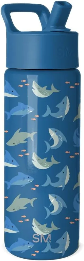 Simple Modern Kids Water Bottle & Toddler Cup | 18oz | Shark | Insulated Stainless Steel Toddler Water Bottle, Kids Tumbler with Straw | Spill Proof for School, Girls, Boys | Shark Shiver