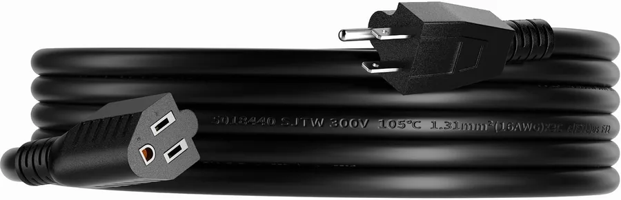 Skrizcable 16/3 10 FT Outdoor Extension Cord Waterproof, Black Power Cord | Weatherproof & Flame Retardant, 10 Foot Appliance Extension Cord Outside for Lawn & Garden, 13A 1625W 16AWG SJTW, ETL Listed