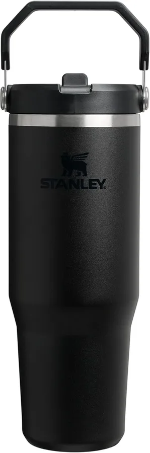 STANLEY IceFlow 2.0 Flip Straw Tumbler, 30 oz, Black 2.0 | Easy Carry Handle | Twist On Lid and Flip Up Straw | Leak Resistant Water Bottle | Insulated Stainless Steel | BPA-Free