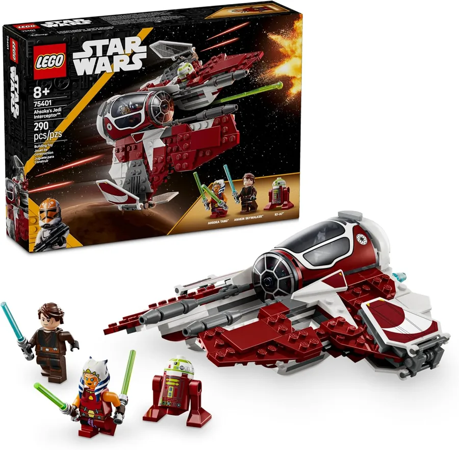 Star Wars: The Clone Wars Ahsoka's Jedi Interceptor Spaceship Building Toy - Kids Star Wars Toy for Boys and Girls, Ages 8+ - Gift Idea for Birthdays - 75401 | Lego Star Wars Lego 290 Pieces - Ahsoka's Jedi Interceptor #75401