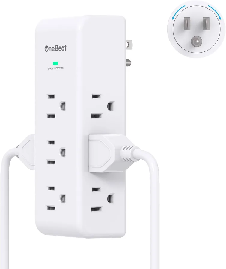 Surge Protector Outlet Extender Rotating Plug, 9 AC Multi Plug Wall Outlet | 1800J Wall Charger, 3-Sided Power Strip Electrical Plug Adapter Outlet Splitter Plug Expander for Home Office College Dorm