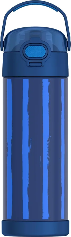 THERMOS FUNTAINER Water Bottle with Spout, 16oz, Nautical Stripes | Kids Stainless Steel Insulated Water Bottle, Keeps Drinks Cold Longer for School & Play, BPA-Free