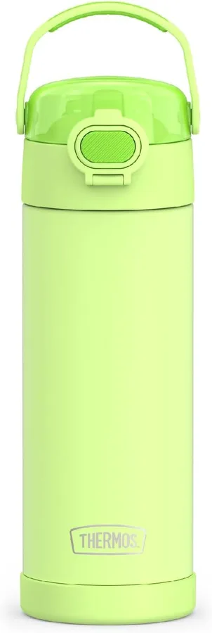 THERMOS FUNTAINER Water Bottle with Spout, 16oz, Neon Lime | Kids Stainless Steel Insulated Water Bottle, Keeps Drinks Cold Longer for School & Play, BPA-Free